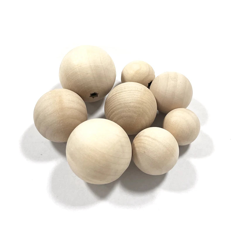 Wood Ball Knobs - Round Natural Wooden Furniture Knobs for Cabinet, Dresser, Wardrobe, Cupboard, Kitchen, Door Pulls and Handles