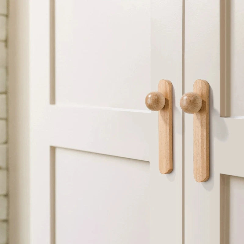 Nordic Walnut Wood Cabinet Knobs Minimalist Round Drawer Pulls Wardrobe Kitchen Cabinets furniture handles
