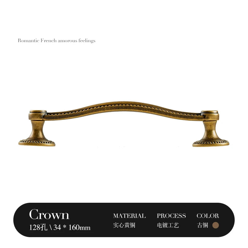 Vintage Bronze Solid Brass Cabinet Handle Cupboard Pulls Furniture Hardware Drawer Pull Kitchen Drawer Handles Cup Pull