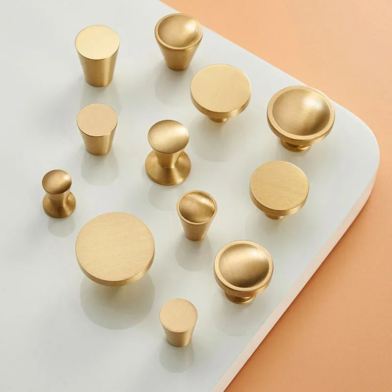 Modern Simple Solid Brass Cabinet Knobs Furniture Wardrobe Handle Kitchen Copper Pulls Doorknob