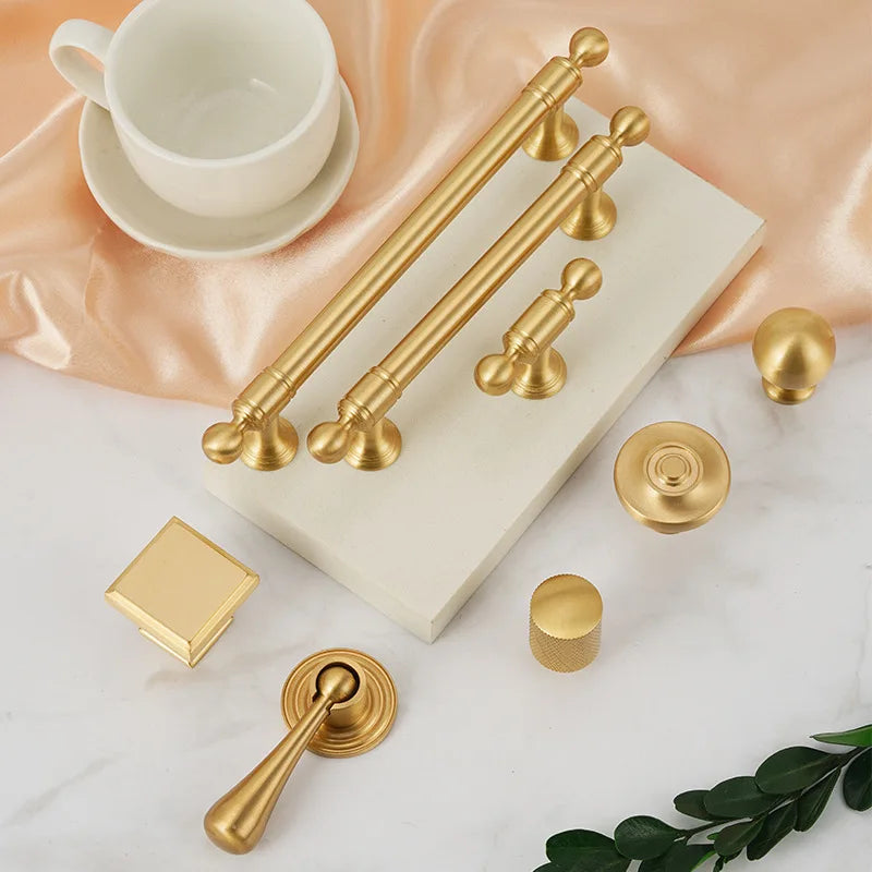 Handles for Furniture French Solid Brass Cupboard Door Knob and Handle American Kitchen Cabinet Drawer Handles