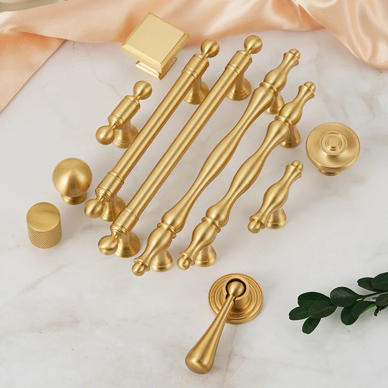 Handles for Furniture French Solid Brass Cupboard Door Knob and Handle American Kitchen Cabinet Drawer Handles