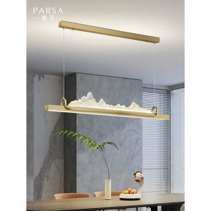 Pasha restaurant chandelier modern simple one-word bar chandelier new Chinese zen landscape restaurant chandelier lamp