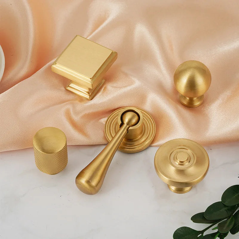 Handles for Furniture French Solid Brass Cupboard Door Knob and Handle American Kitchen Cabinet Drawer Handles