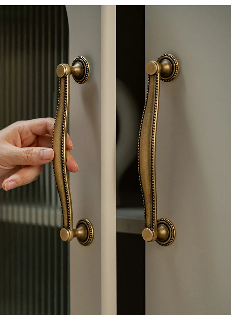 Vintage Bronze Solid Brass Cabinet Handle Cupboard Pulls Furniture Hardware Drawer Pull Kitchen Drawer Handles Cup Pull