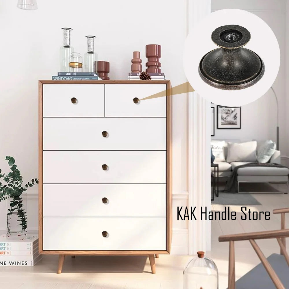 KAK 12PCS Vintage Bronze Furniture Knobs and Handles Black Kitchen Handle Antique Bronze Brass Drawer Knobs Door Hardware