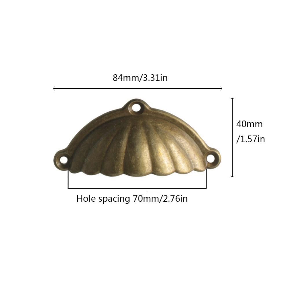 Zinc Alloy Vintage Shell Handle Cup Drawer Cabinet Pull Knob Retro Dresser Door Handle Furniture Pullers