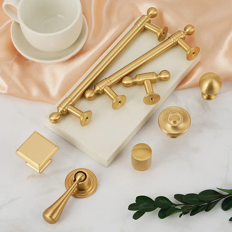 Handles for Furniture French Solid Brass Cupboard Door Knob and Handle American Kitchen Cabinet Drawer Handles