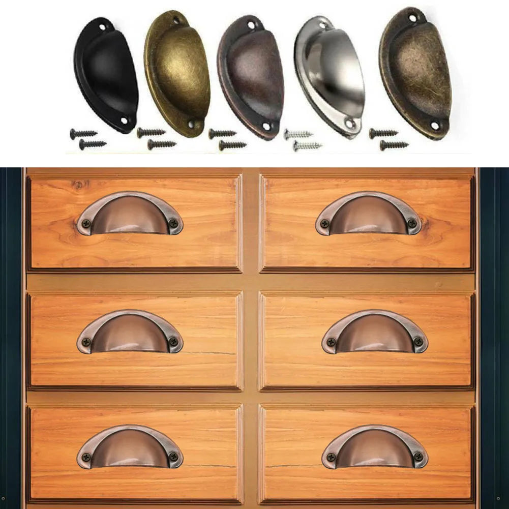 12Pcs Cup Pull Shell Handles Half Moon Iron Retro Handle Kitchen Cupboard Cabinet Door Drawer Handles Door Hardware Accessory