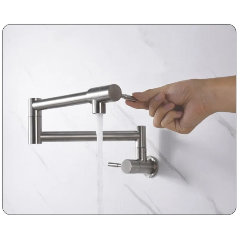 Brass Pot Filler Wall Mounted Foldable Kitchen Tap – Rose Gold
