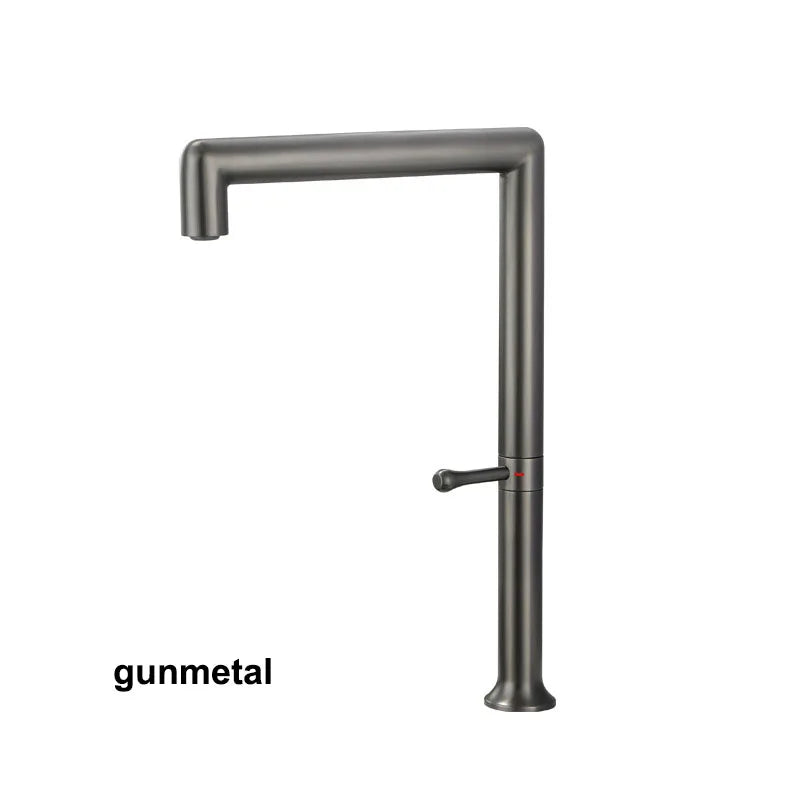 Black kitchen faucet on a white background