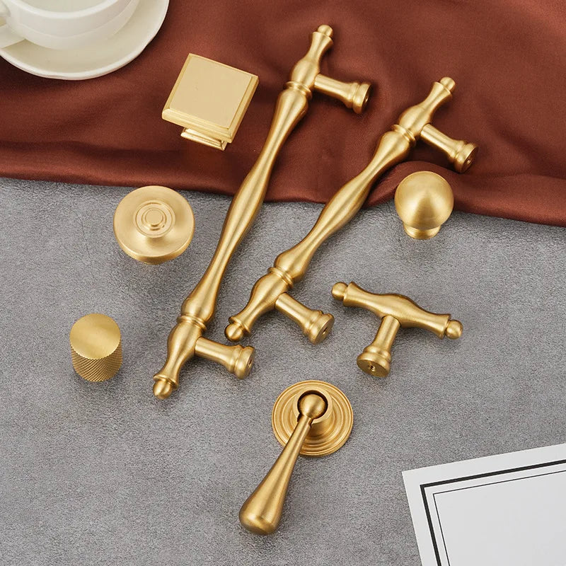 Handles for Furniture French Solid Brass Cupboard Door Knob and Handle American Kitchen Cabinet Drawer Handles