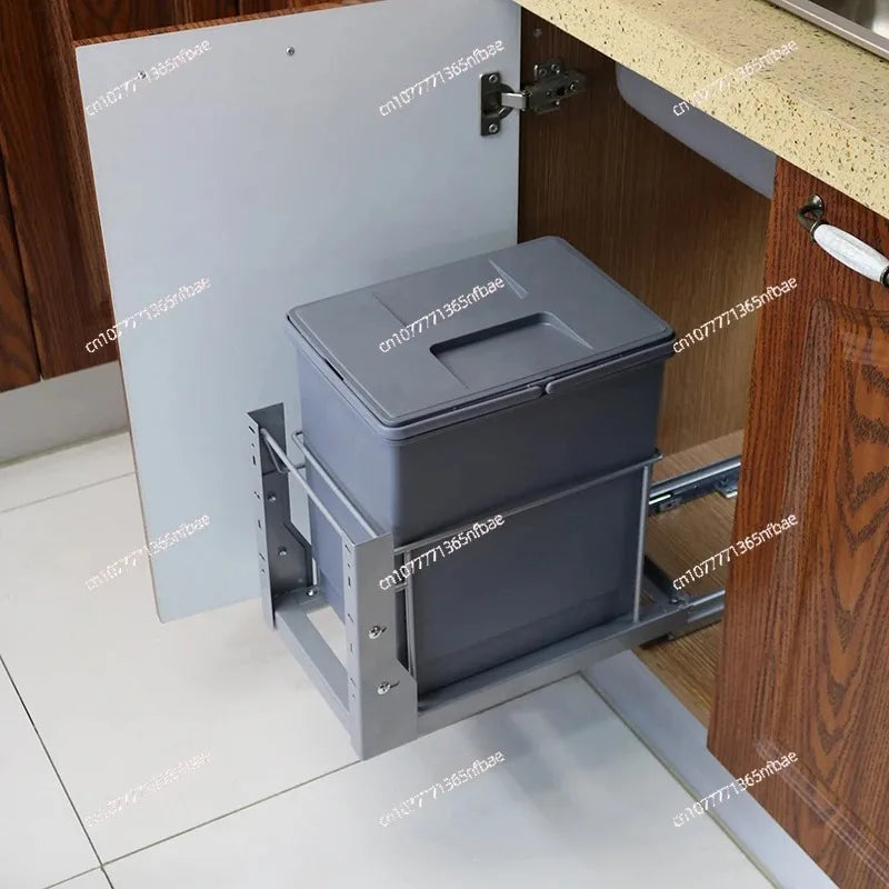 Recessed Pull-Out Kitchen Bin with Lid – Multiple Colour Options