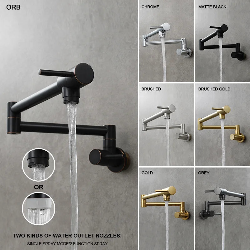 Brass Pot Filler Tap – Wall Mounted Foldable Kitchen Faucet