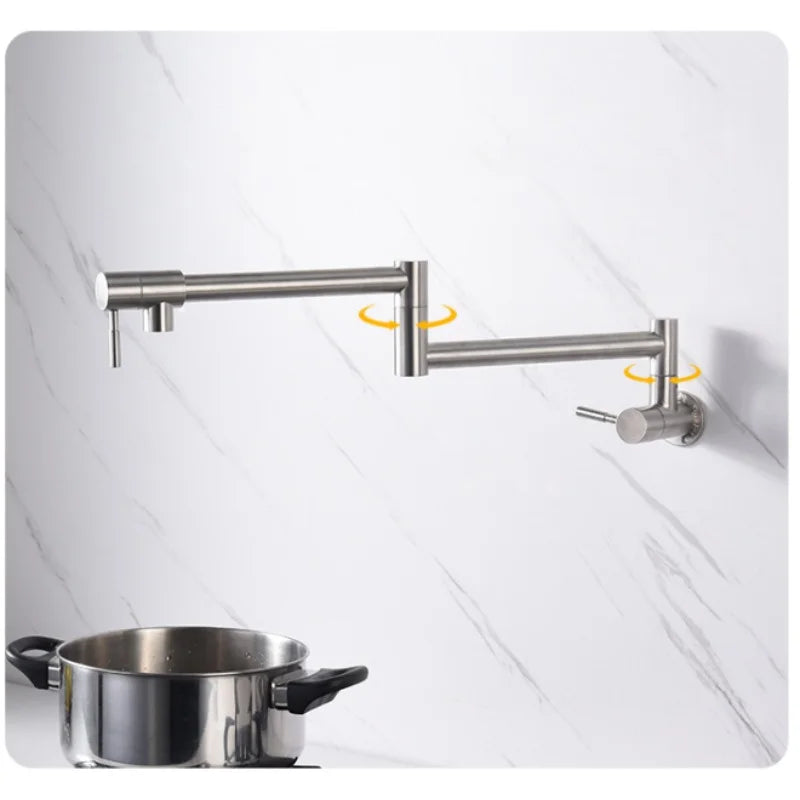 Brass Pot Filler Wall Mounted Foldable Kitchen Tap – Rose Gold