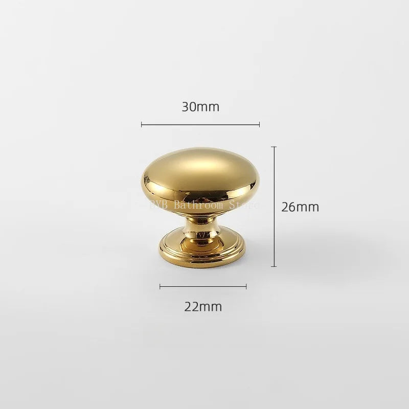 Brass Furniture Handles Bright Gold Cupboard Kitchen Cabinet Pulls Solid Copper Luxury Wardrobe Dresser Drawer Knobs Door Handle