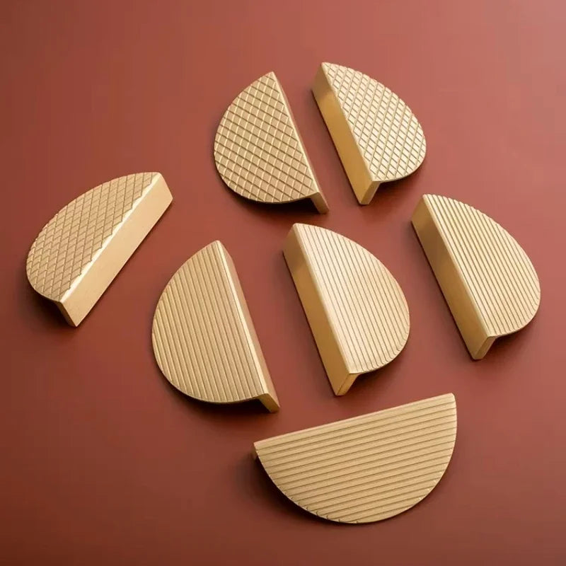 Modern Knobs Furniture Hardware Kitchen Accessories Brass Semicircular Cabinet Door Knob Handle Desk Drawer Pulls/Vertical Lines