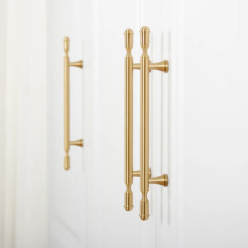 Pure Copper Wardrobe Door Handle Golden Retro Lengthened Furniture Handles Modern Simple Cabinet Drawer Small Handle Home Decor