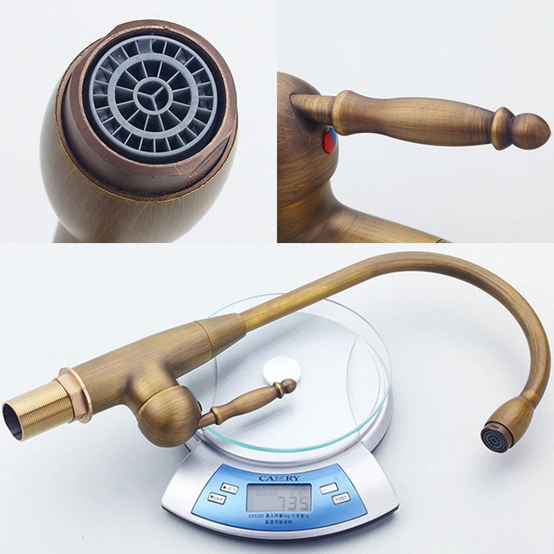 Kitchen Faucets Antique Bronze Faucet for Kitchen Mixer Tap With Ceramic Crane Cold And Hot Kitchen Sink Tap Water Mixers 7513