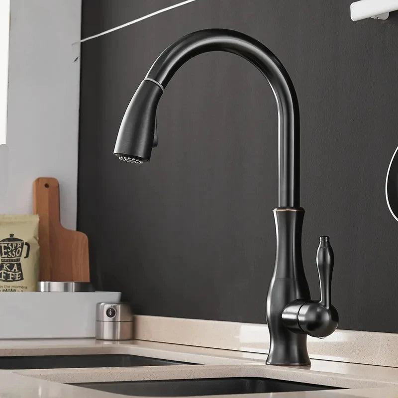 Kitchen Faucet Silver Single handle Pull-out single-hole handle Rotate 360 Water mixer faucet Mixed water tap