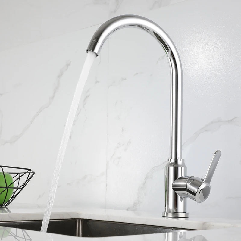 Kitchen Faucet Stainless Steel Single Handle Single Hole Tap Chrome Kitchen Mixer Taps Deck Mounted Faucets Kitchen Accessories