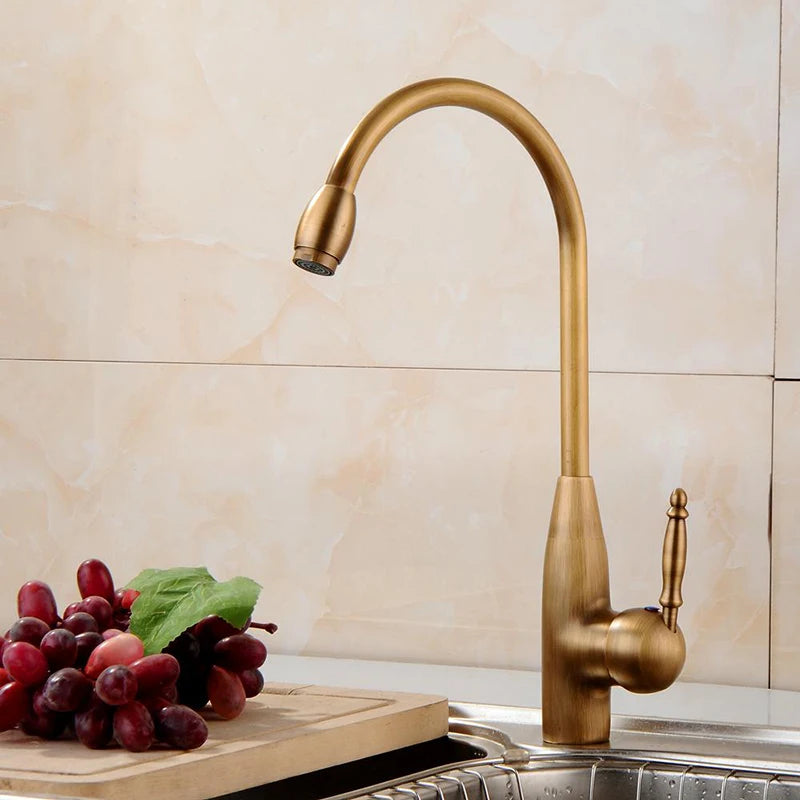 Kitchen Faucets Antique Bronze Faucet for Kitchen Mixer Tap With Ceramic Crane Cold And Hot Kitchen Sink Tap Water Mixers 7513