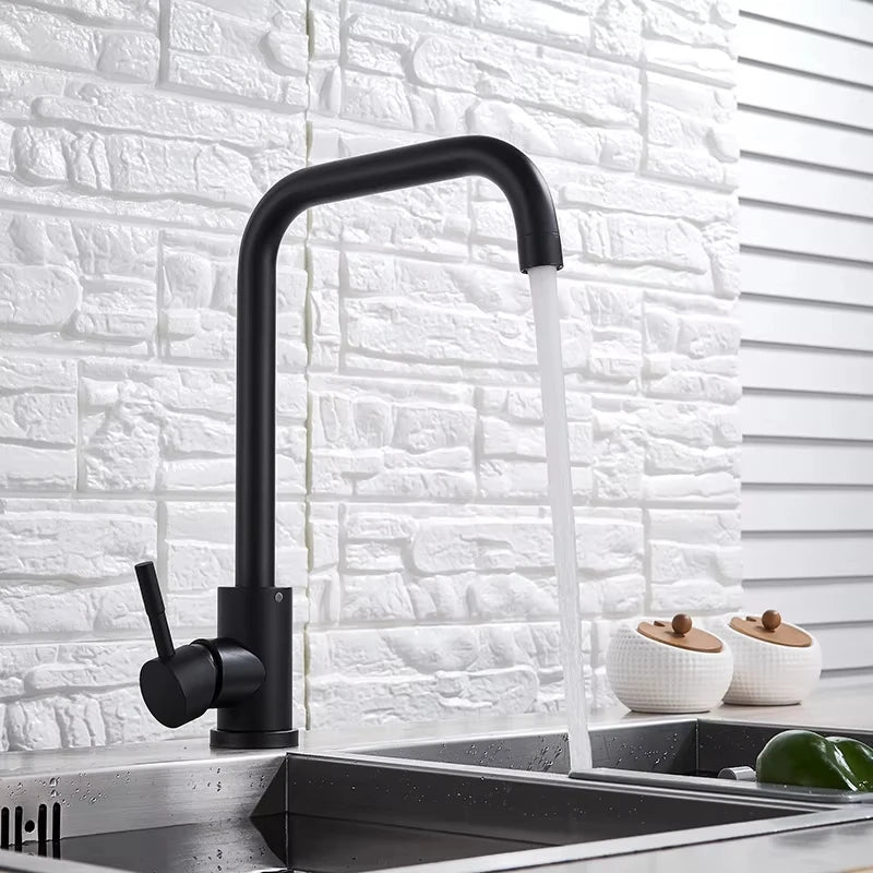 [Stainless Steel Faucet] 360° Rotatable Stainless Steel Kitchen Sink Faucet | Dual-Control Hot and Cold Water