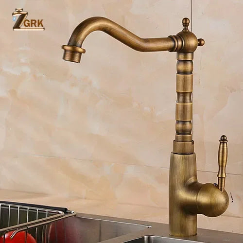 Antique Brass Bathroom Faucet Rotating Spout Basin Sink Mixer Tap Bathroom Kitchen Washing Faucet Washbasin Taps Mixers