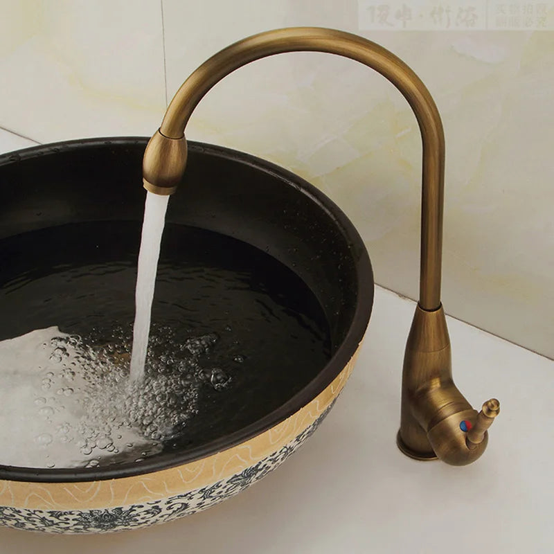 Kitchen Faucets Antique Bronze Faucet for Kitchen Mixer Tap With Ceramic Crane Cold And Hot Kitchen Sink Tap Water Mixers 7513